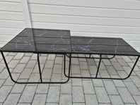 Soffbord i metall och glasskiva 70x70  90x50