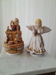 2 st spelande och snurrande tomte och ängel