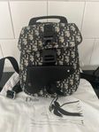 CHRISTIAN DIOR Jacquard Mini Saddle Backpack Navy Blue
