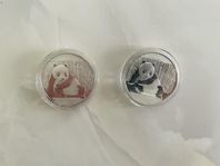 2 st 1 oz Kinesiska Panda Samlarobjekt