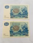 Svenska Femtiokronors Sedlar UNC