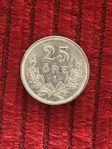 25 öring Gustav V årtal 1910 60% silver