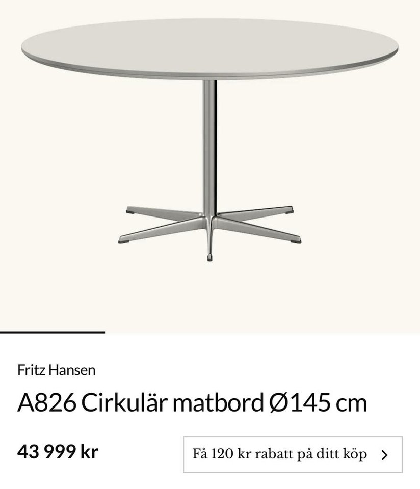 Fritz Hansen matbord A826