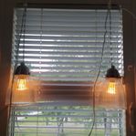 Skomakarlampor ett par vintage 1900-tal i glas och metall.#A