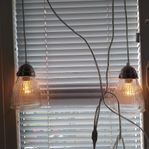 Skomakarlampor ett par vintage 1900-tal i glas och metall.#B