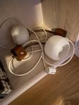 Två fina sänglampor glas och teak 50-tal