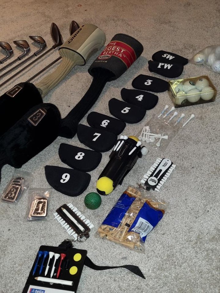 Golfset, många tillbehör