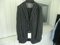 NY SuitSupply Havana kostym, grå flanell kritstreck