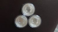 3st Silvermynt 1oz Australiensisk Känguru 999 fine silver