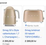Smeg Vattenkokare & brödrost champagne färg helt ny