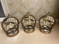 decorative bird cage candle holder with mirror back