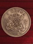 Ocirkulerad 1 krona Oscar Il årtal 1903 silverhalt 80%