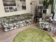 Äldre duxsoffa och fåtölj