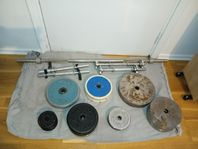 Curlstång med 4 hantel uppsättning totat 80kg 
