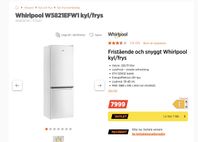 Whirlpool Kyl/Frys W5821EFW1 (vit) nästan ny