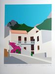 Franco COSTA Signerad serigrafi "Sulle onde della carta"