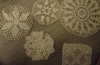 Blandat textil och prydnad saker 