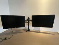 Två 23tums HP ZDISPLAY-skärmar och stativ för dubbla skä