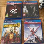 PS 4 spel - Grant Turismo, Borderlands 3 och The last of us