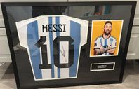 signerad inramad Lionel Messi Argentina tröja