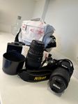 Nikon D3100 med standardobjektiv och Sigma 70-300/4-5,6