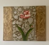 Canvas med blomma 60 x 50 cm