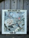 Tavla med fågel kolibri och blommor 