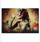 Glastavla Woman with butterflies – Gul