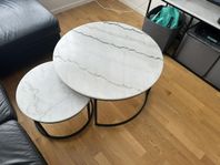 Runt soffbord i äkta marmor - set med två bord 