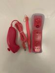 (Helt ny)-Fjärrkontroll rosa+Nunchuk till Nintendo wii