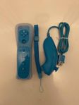 (Helt ny)-Blå Fjärrkontroll +Nunchuk till Nintendo wii