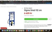 WC-fixtur Geberit - Sigma Smal 112 cm inklusive spolknapp