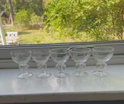 Charmigt Set om 5 Glas med Ståndkrukor och Bladdesign