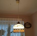 TAKLAMPA Art Deco stil retro 1960-/70 tal i glas, pärlfrans