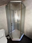 Duschkabin 90×90 cm – frostade glas & termostatblandare