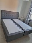 180x200 (2 delar 90x200) + madrass 180x200 + Sänggavel