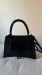 Balenciaga Medium Hourglass Croc Embossed Black