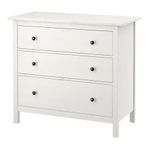 HEMNES Byrå med 3 lådor, vitbets, 108x96 cm nyskick