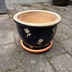 Ytterfoder/kruka med fat, Ø25, H20,5 cm
