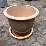 Ytterfoder/kruka med fat, Ø38, H35,5 cm