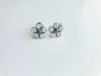 Örhängen vita crystal studs blommor . 50kr