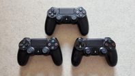 Tre PS4 Handkontroller