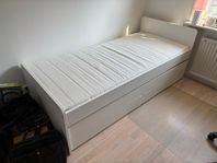 SLÄKT Säng med undersäng och förvaring, vit, 90x200 cm