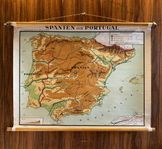 Skolplansch, karta Spanien & Portugal