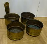 Vintage GRYTA, mässing, 1900-tal mässing växtkrukor. 