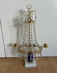 BORDSLYSTER, gustaviansk stil, mässing/glas/sten, 1900-tal.