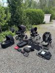 Barnvagnar och bilbarnstol med tillbehör