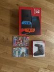 Oöppnat Nintendo switch+2 spel & pro controller