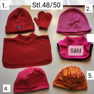 Stl.48/50 Mössor, vantar, fuskpolo 