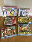 Paket med diverse pussel och spel. Bamse, Disney mm